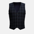 Deep Navy Windowpane Vest - SARTORO