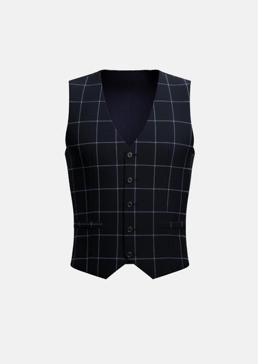 Deep Navy Windowpane Vest - SARTORO