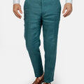 Deep Teal Linen Pants - SARTORO