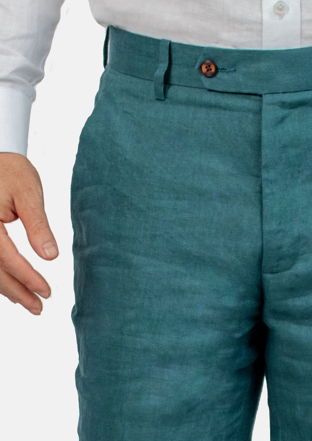 Deep Teal Linen Pants - SARTORO