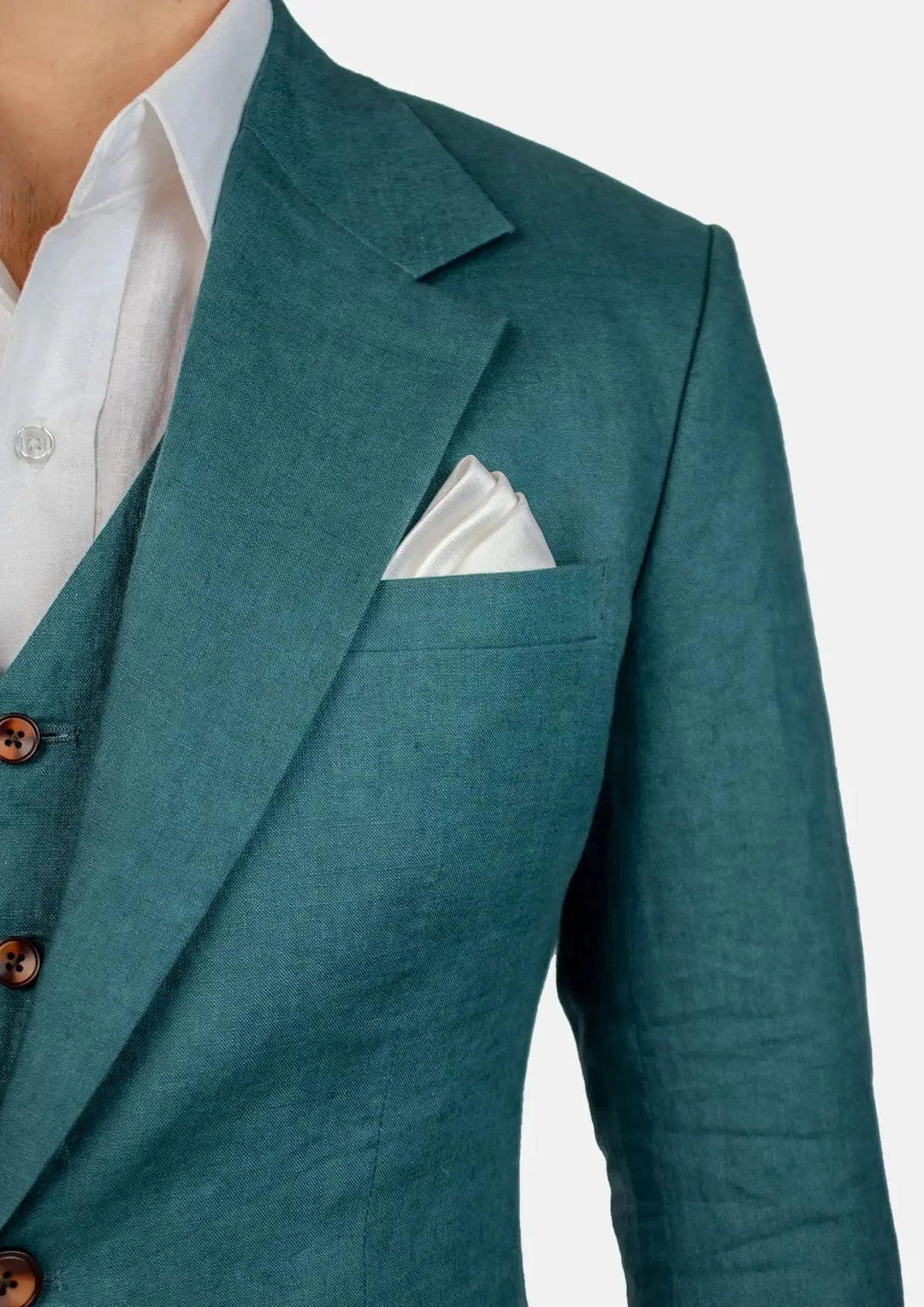 Deep Teal Linen Suit - Brad's Party - SARTORO