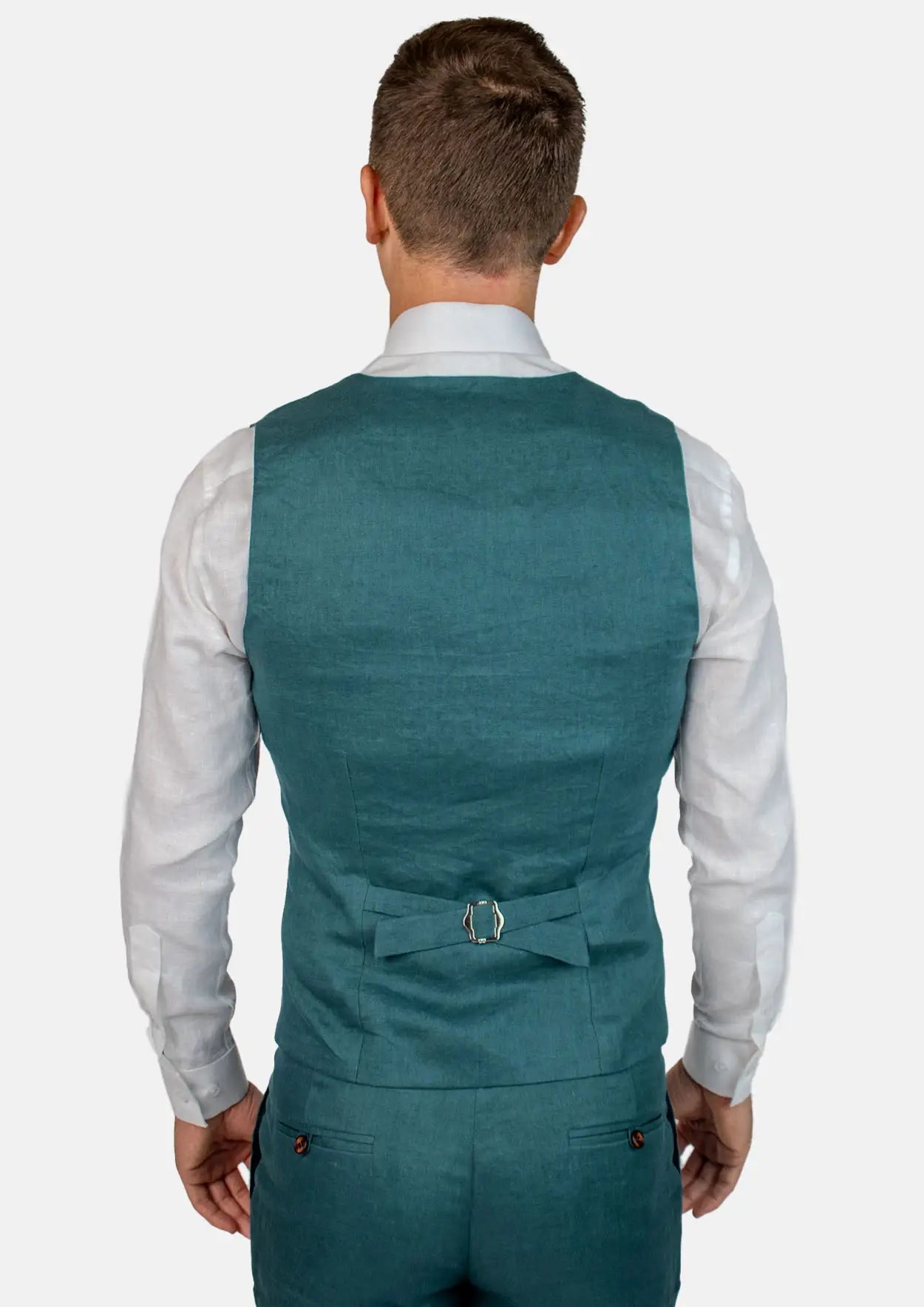 Deep Teal Linen Vest - SARTORO