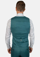 Deep Teal Linen Vest - SARTORO850