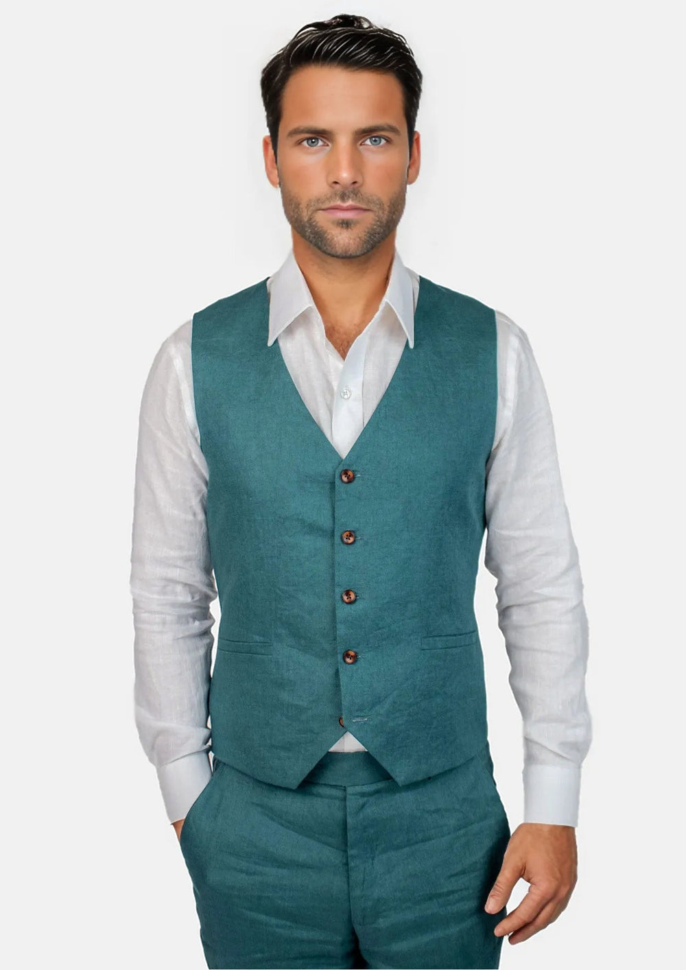 Deep Teal Linen Vest99