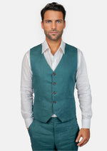 Deep Teal Linen Vest - SARTORO