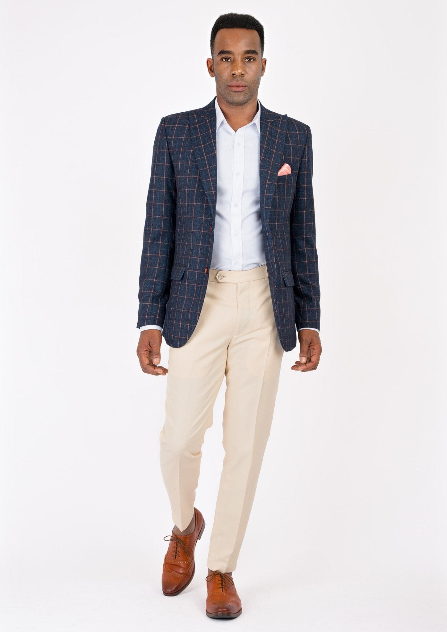 Bryant Spruce Blue Flannel Windowpane Jacket - SARTORO