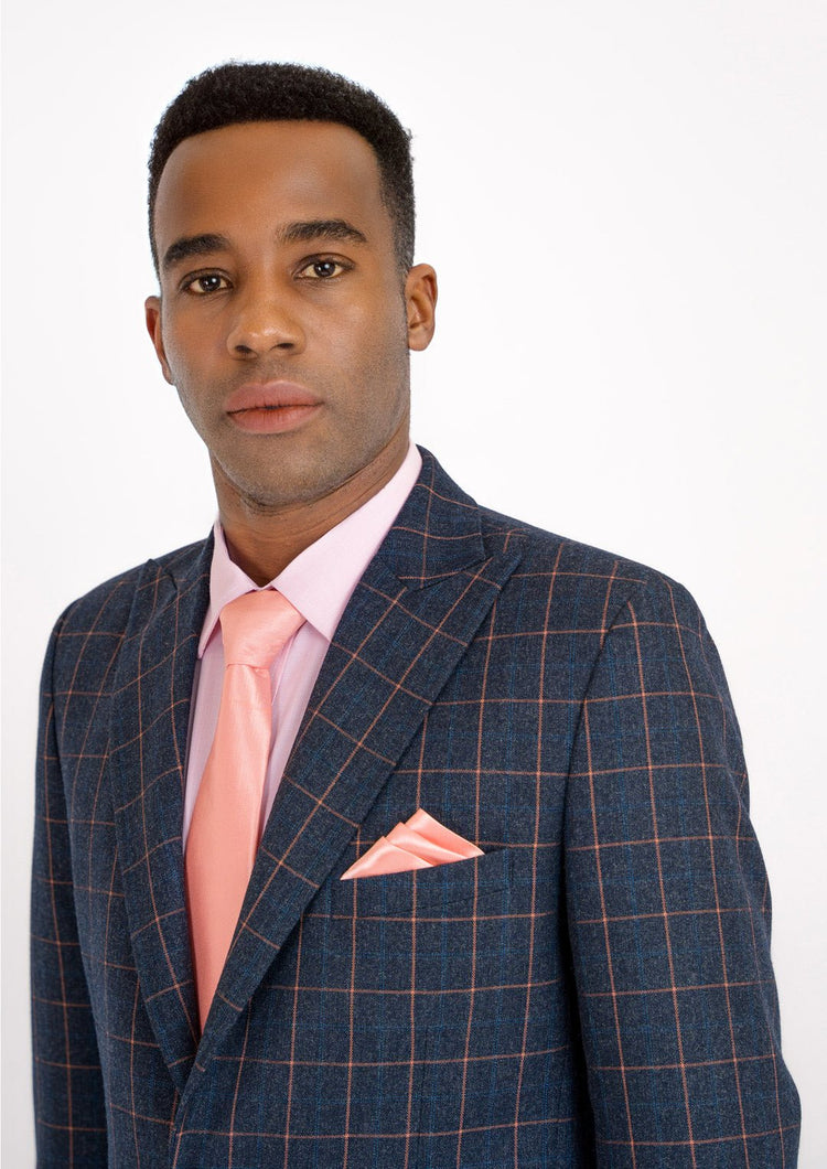 Bryant Spruce Blue Flannel Windowpane Jacket - SARTORO312