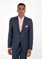 Bryant Spruce Blue Flannel Windowpane Jacket - SARTORO507