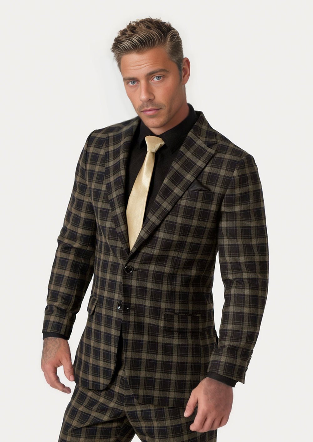 Ellis Black &amp; Gold Check Jacket - SARTORO