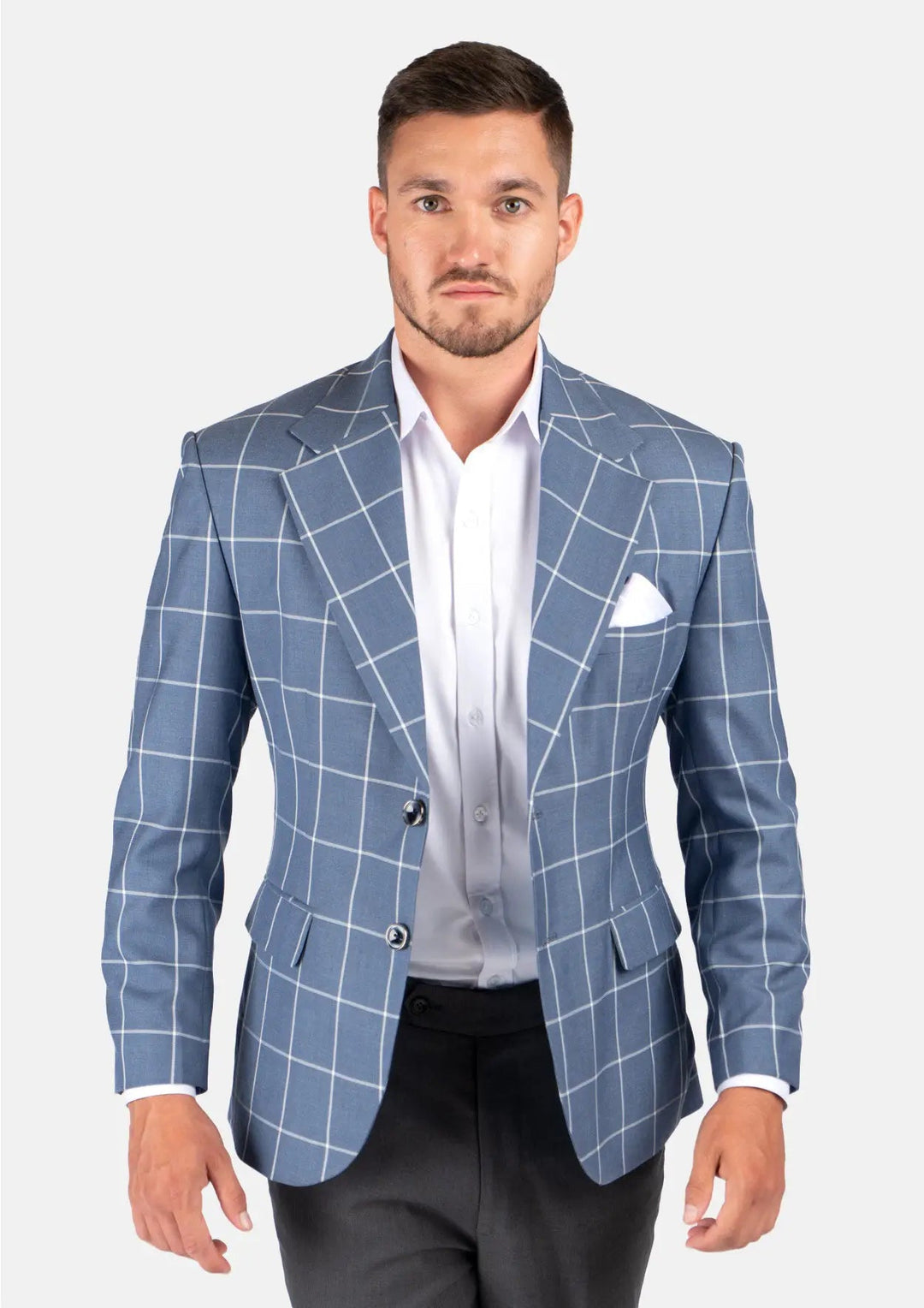 Men's blue windowpane blazer discount