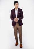 Ellis Burgundy Sharkskin Jacket - SARTORO