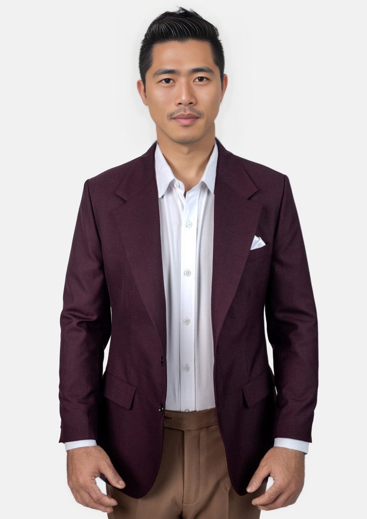 Ellis Burgundy Sharkskin Jacket - SARTORO