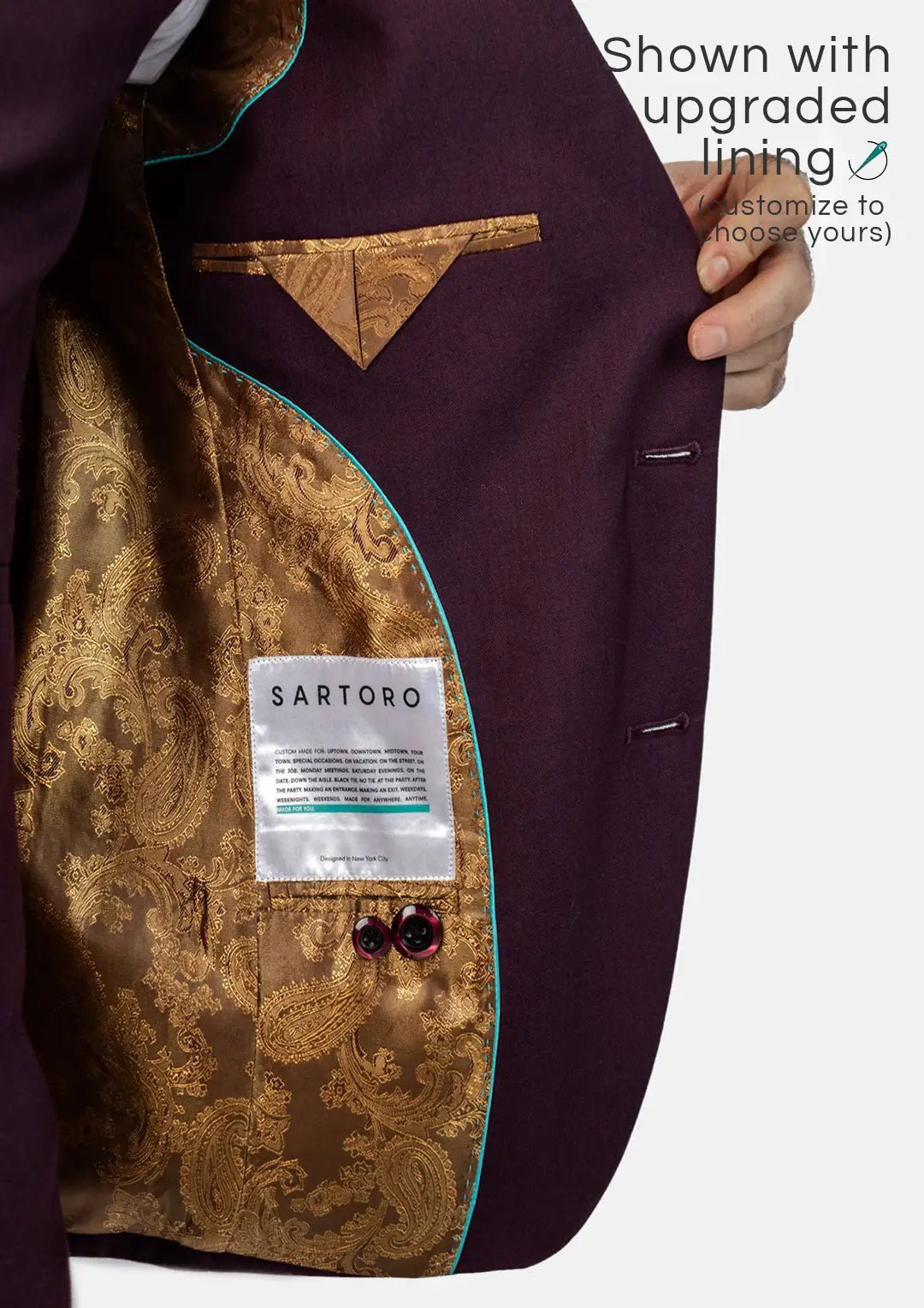 Ellis Burgundy Sharkskin Jacket - SARTORO