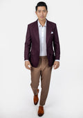 Ellis Burgundy Sharkskin Jacket - SARTORO