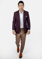 Ellis Burgundy Sharkskin Jacket - SARTORO953