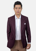 Ellis Burgundy Sharkskin Jacket - SARTORO