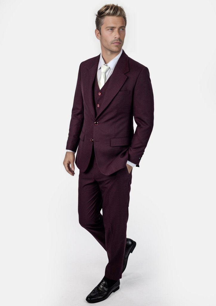 Ellis Burgundy Sharkskin Suit - SARTORO