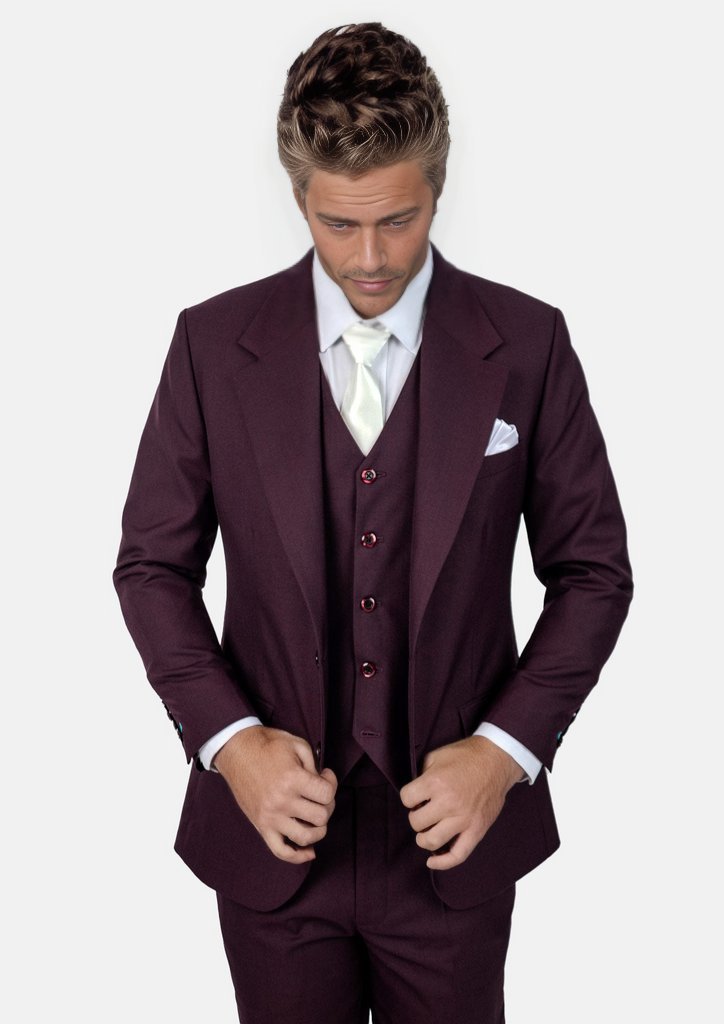 Ellis Burgundy Sharkskin Suit - SARTORO