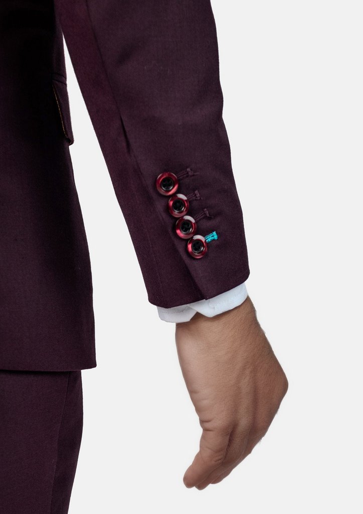 Ellis Burgundy Sharkskin Suit - SARTORO