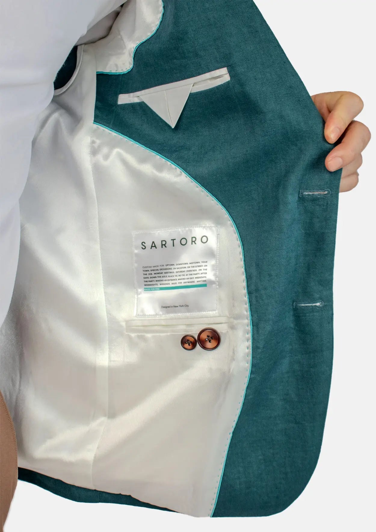 Ellis Deep Teal Linen Jacket - SARTORO