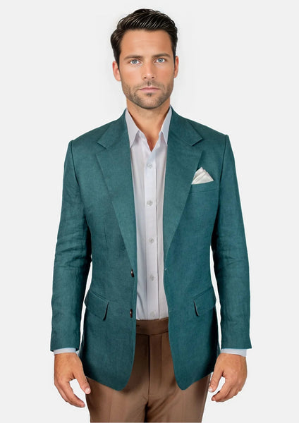 ジャケット・アウター vital x DEFORMATER. TAILORED JACKET ellis-deep-teal-linen-jacket-