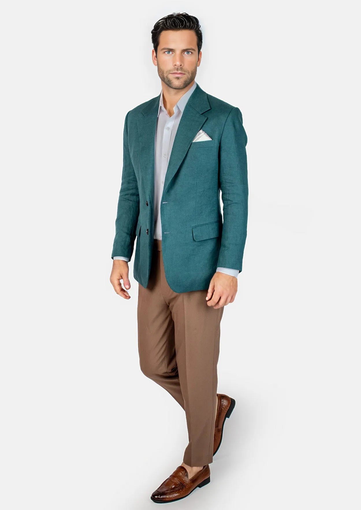 Ellis Deep Teal Linen Jacket - SARTORO