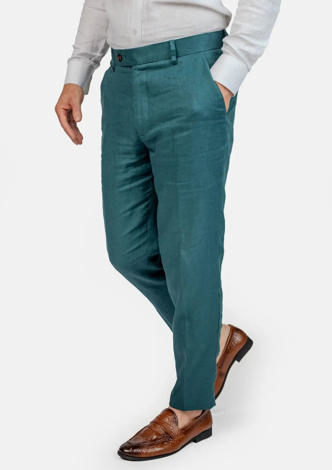 Ellis Deep Teal Linen Suit - SARTORO