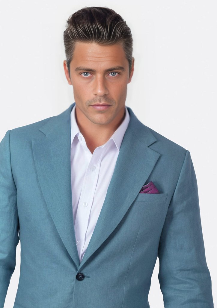 Ellis Koi Blue Linen Jacket - SARTORO