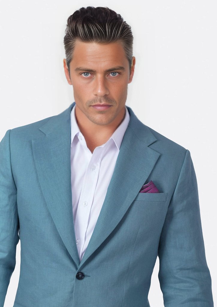 Ellis Koi Blue Linen Suit - SARTORO