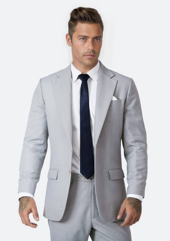 Ellis Powder Grey Twill Jacket - SARTORO