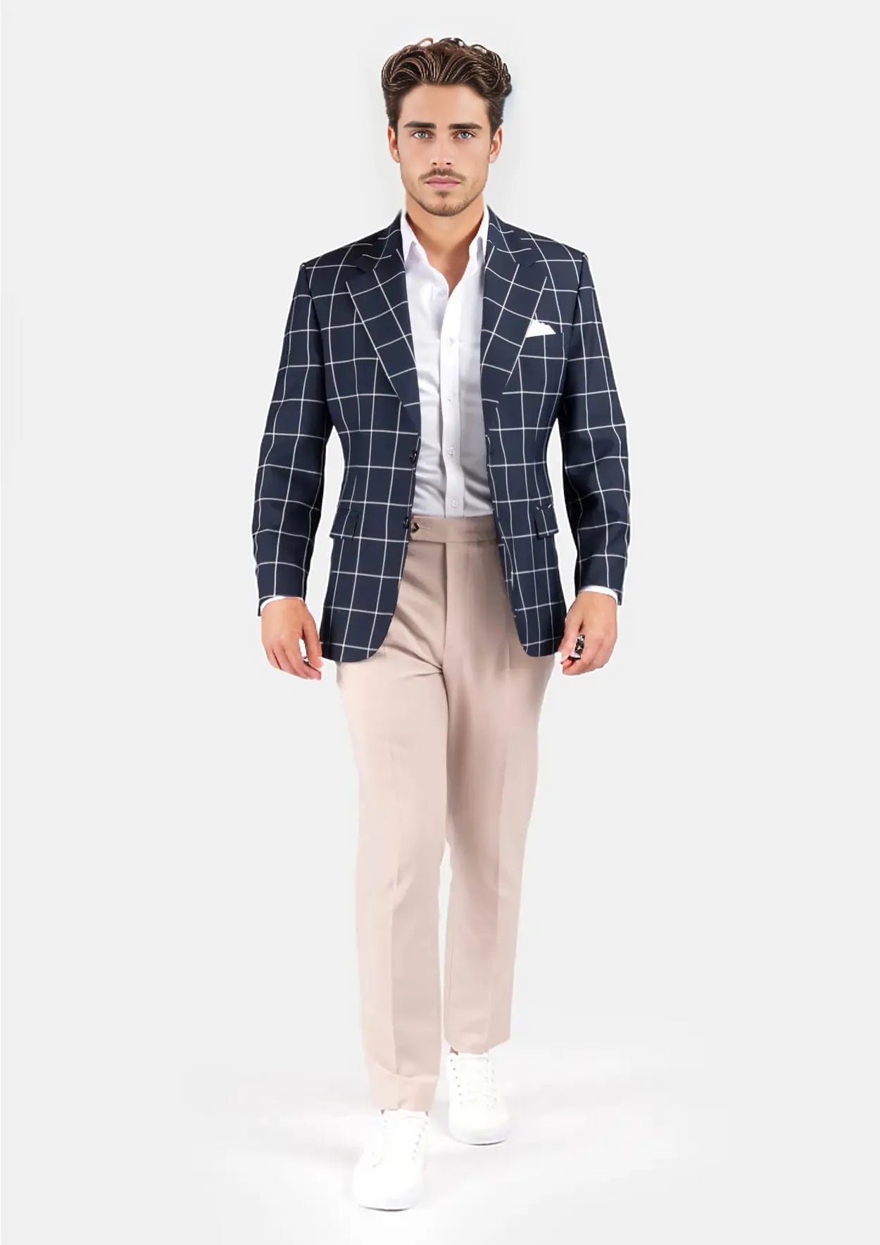 Ellis Regal Navy Windowpane Jacket - SARTORO