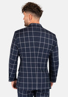 Ellis Regal Navy Windowpane Jacket - SARTORO564