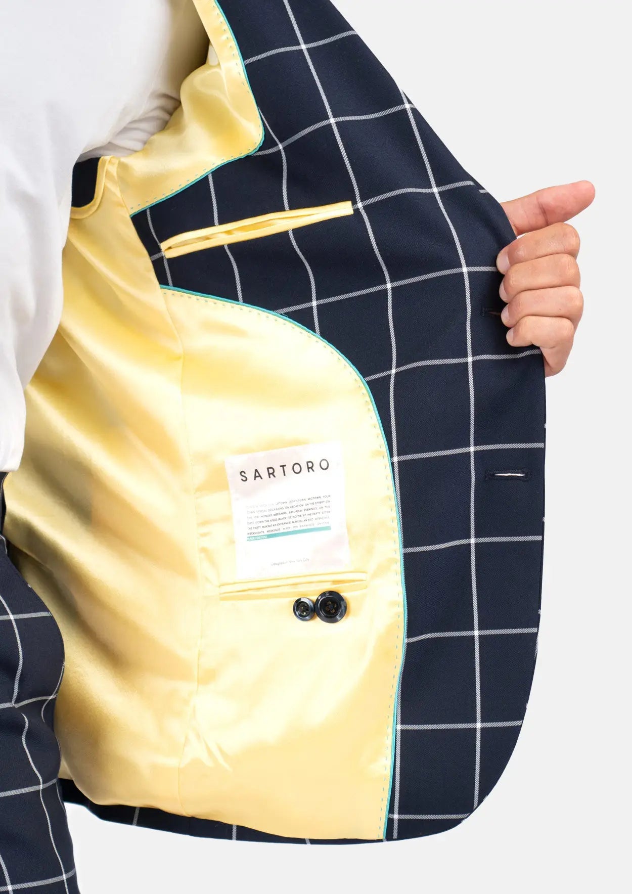 Ellis Regal Navy Windowpane Jacket - SARTORO