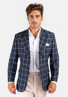 Ellis Regal Navy Windowpane Jacket - SARTORO391