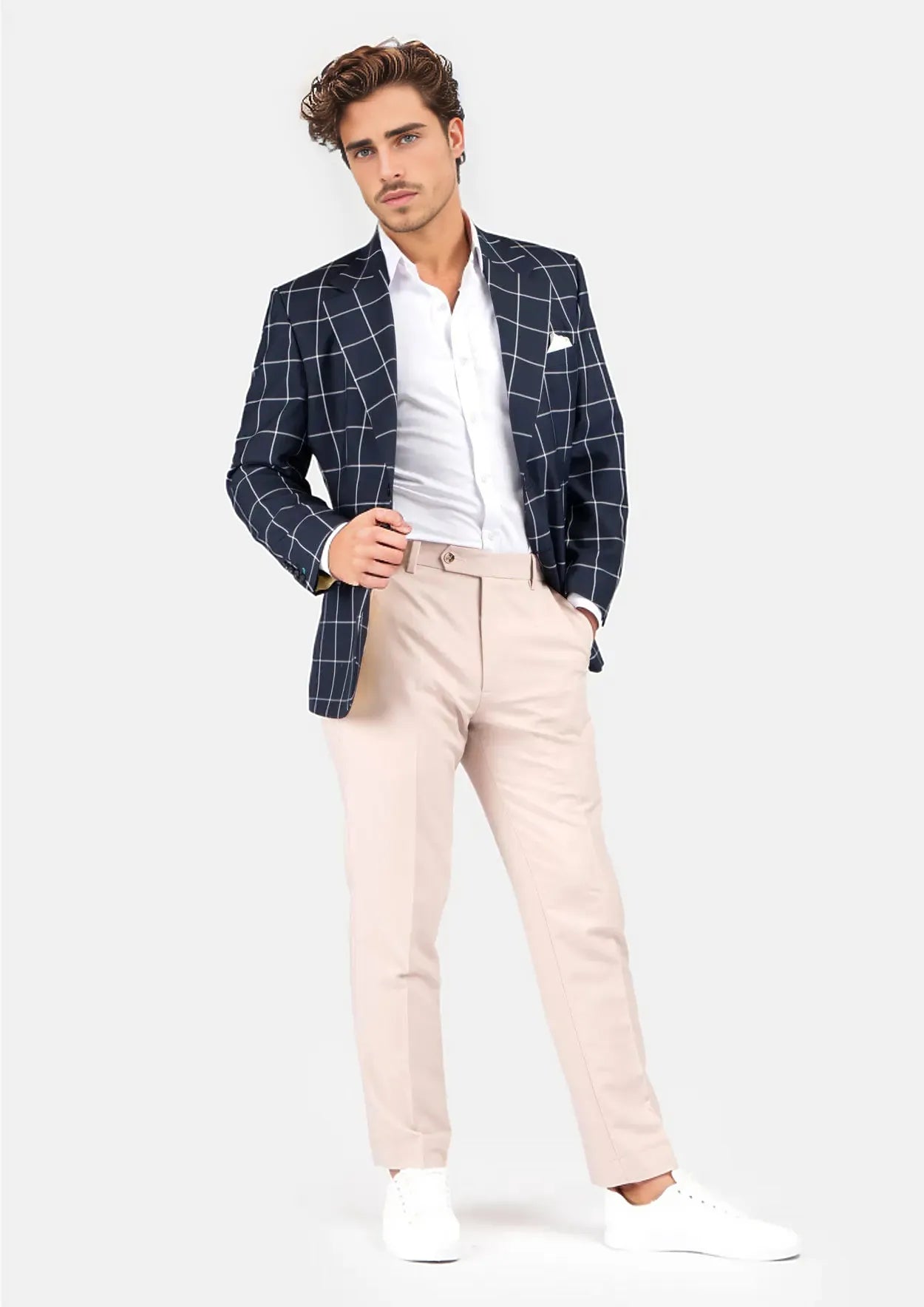Ellis Regal Navy Windowpane Jacket - SARTORO