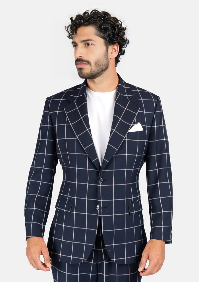 Ellis Regal Navy Windowpane Suit - SARTORO752