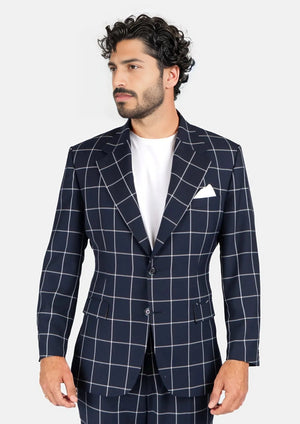 Ellis Regal Navy Windowpane Suit