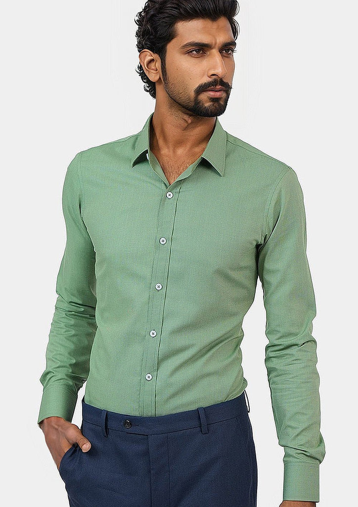 Forest Green Egyptian Cotton Broadcloth Shirt - SARTORO