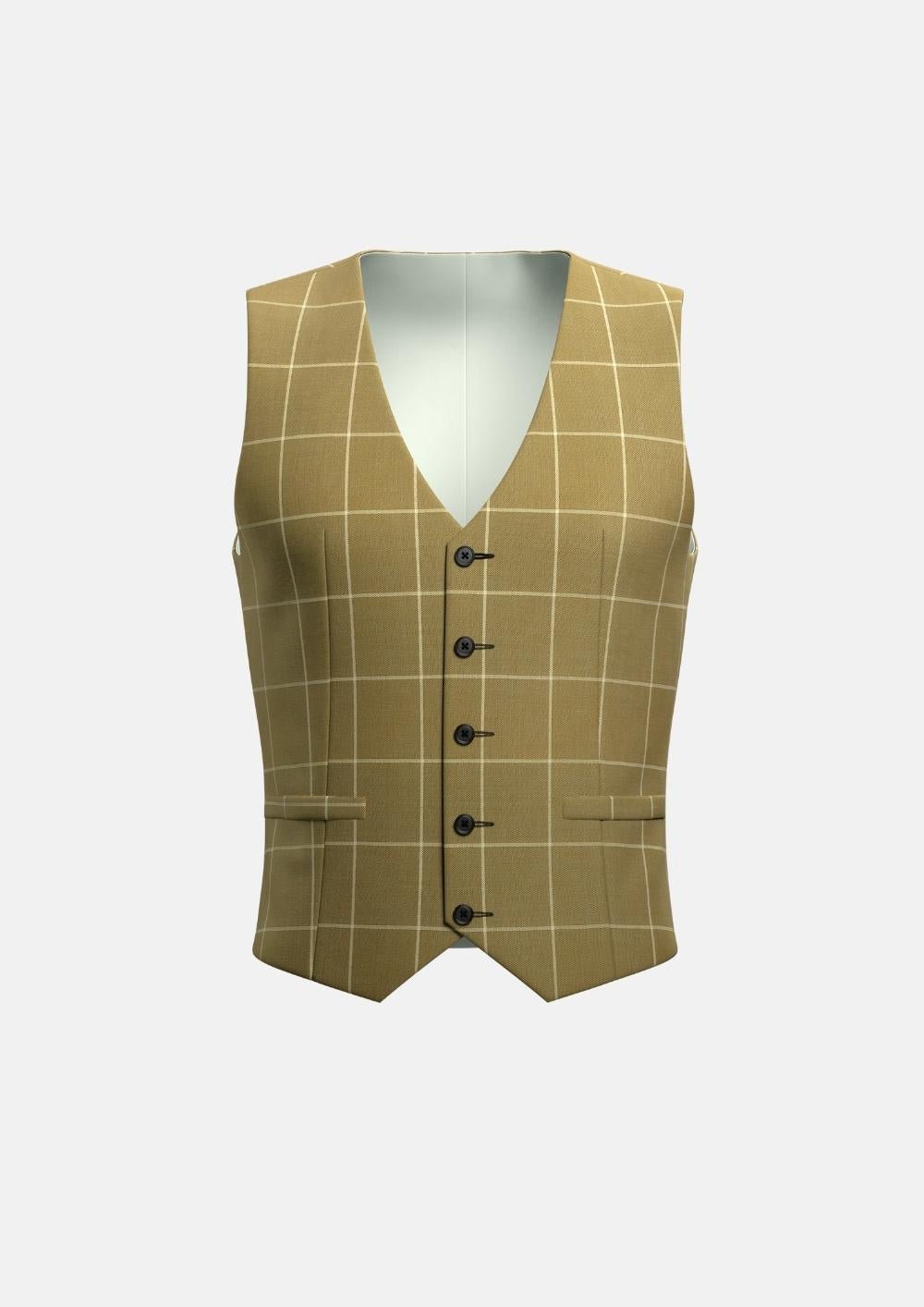 Gold Windowpane Vest - SARTORO
