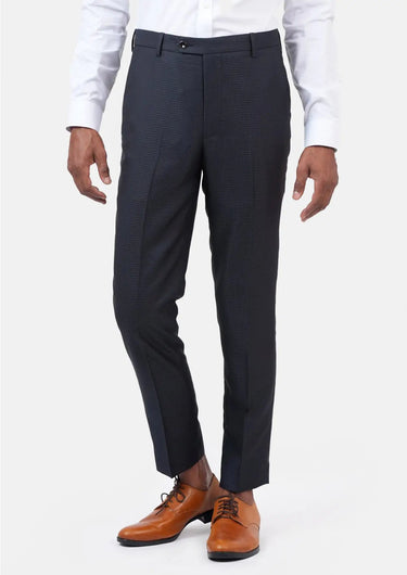 Graphite Blue Microcheck Pants - SARTORO