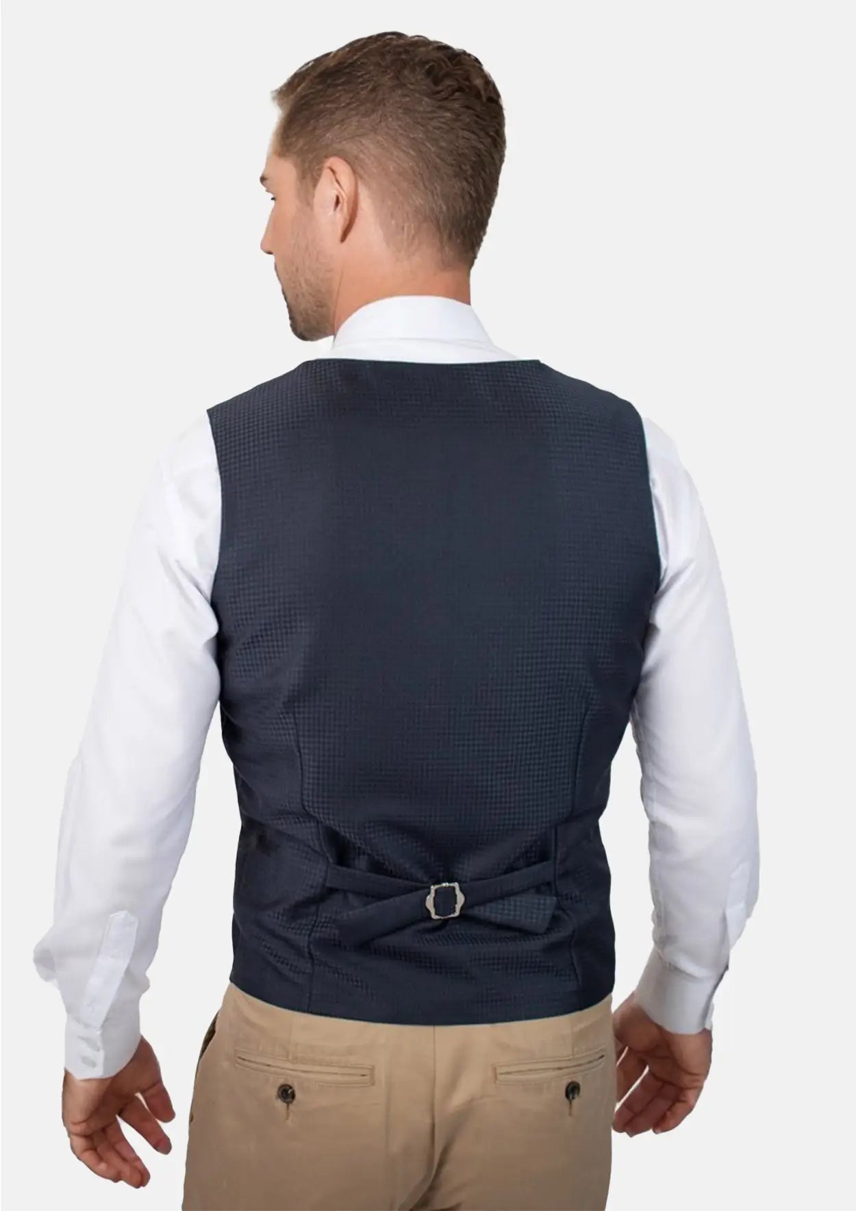 Graphite Blue Microcheck Vest - SARTORO