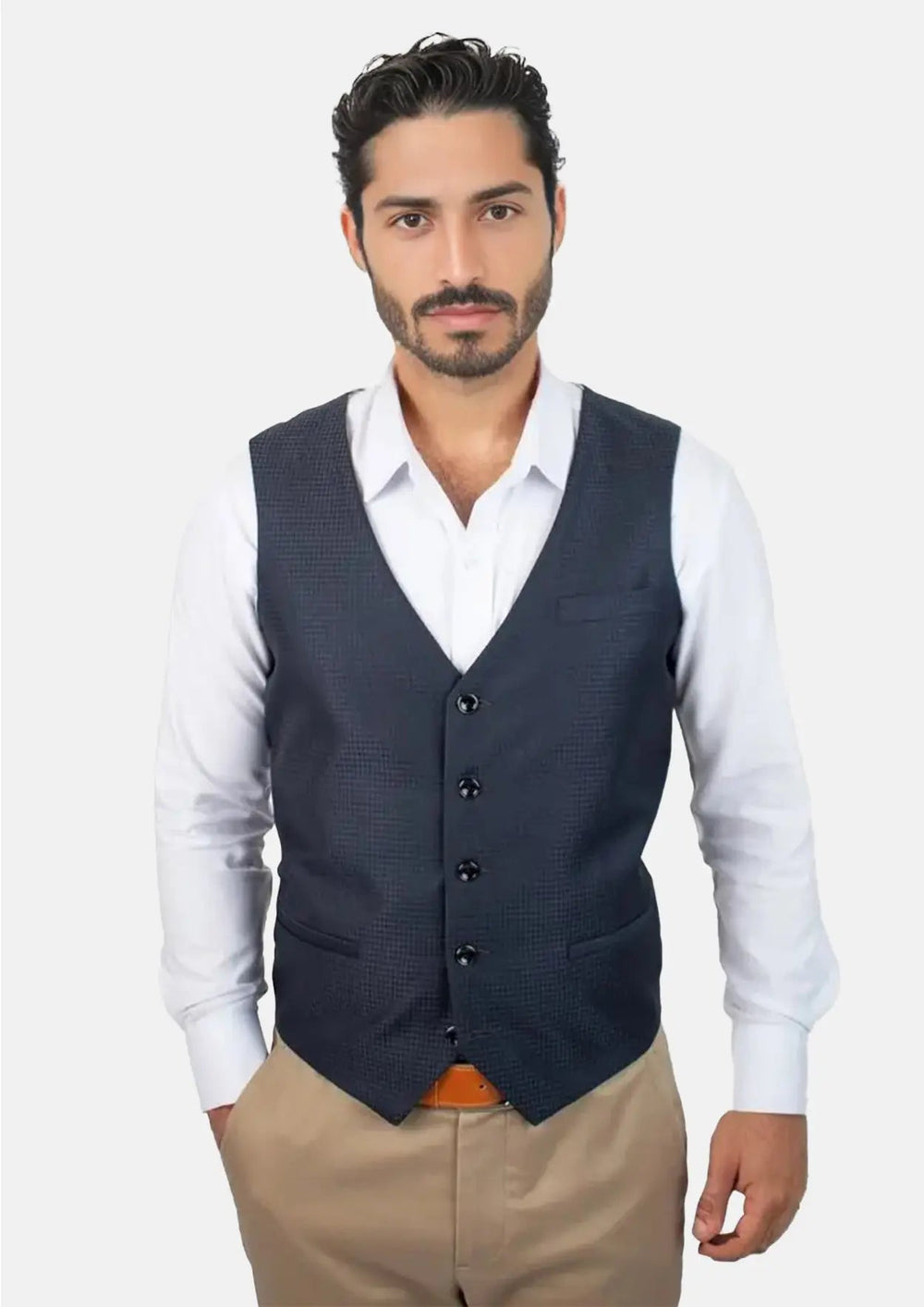 Graphite Blue Microcheck Vest688