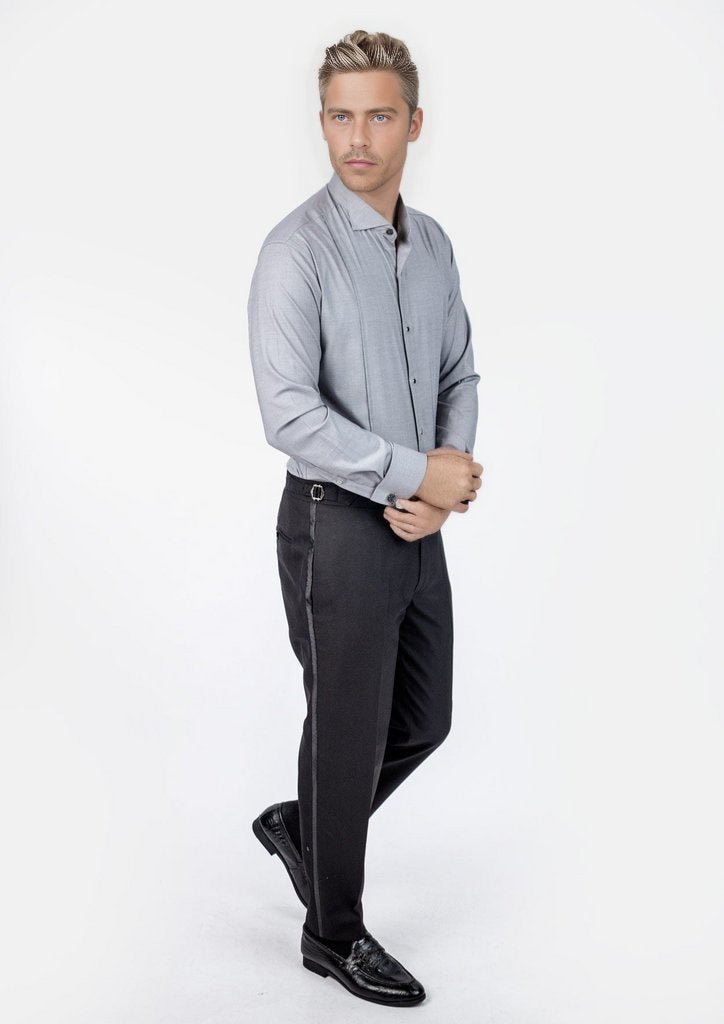 Grey Bamboo Tuxedo Shirt - SARTORO