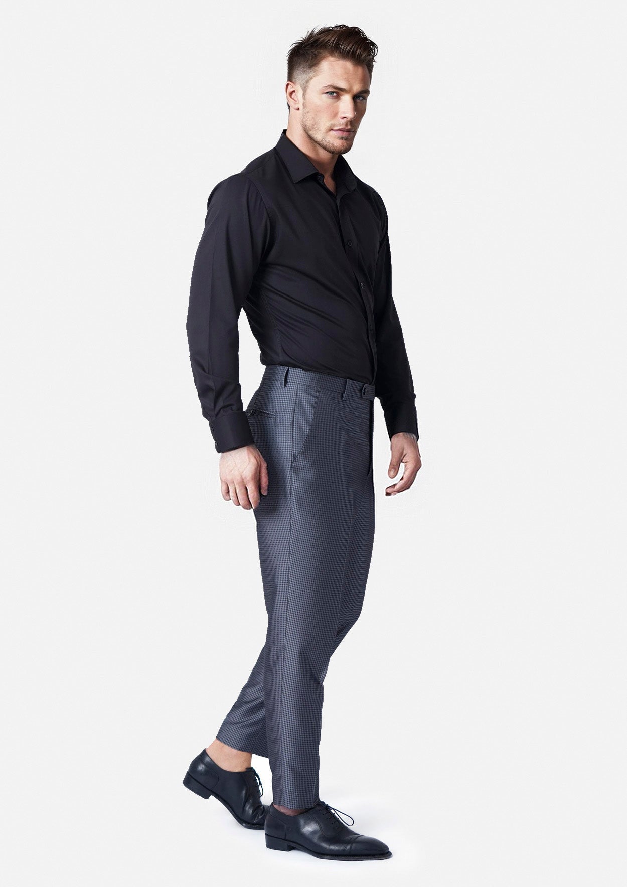 Grey Microcheck Pants - SARTORO