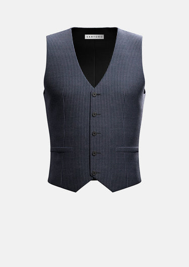 Grey Microcheck Vest - SARTORO