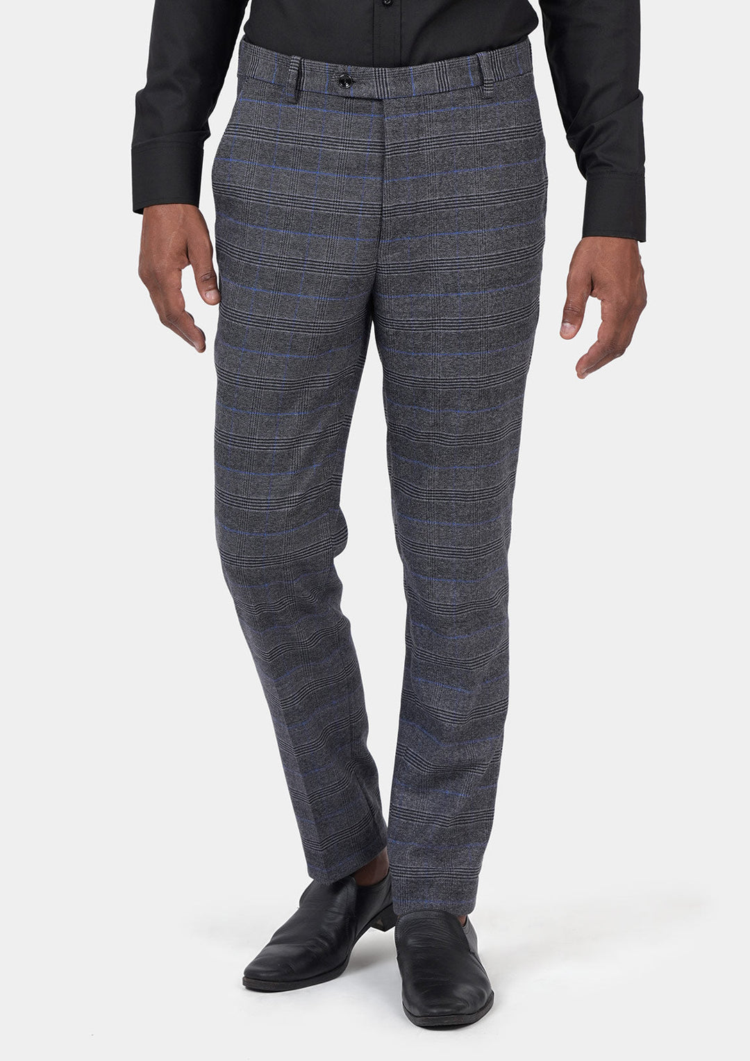 Dark Grey Prince of Wales Pants - SARTORO