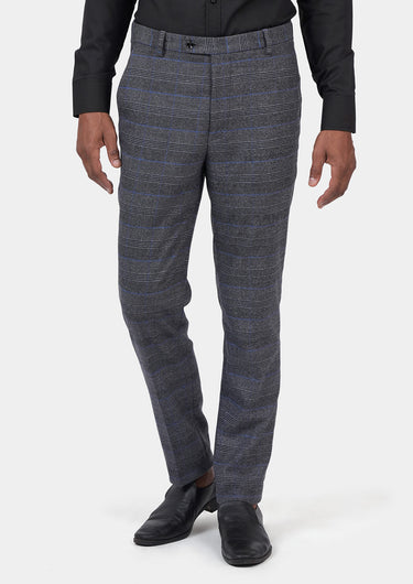 Dark Grey Prince of Wales Pants - SARTORO