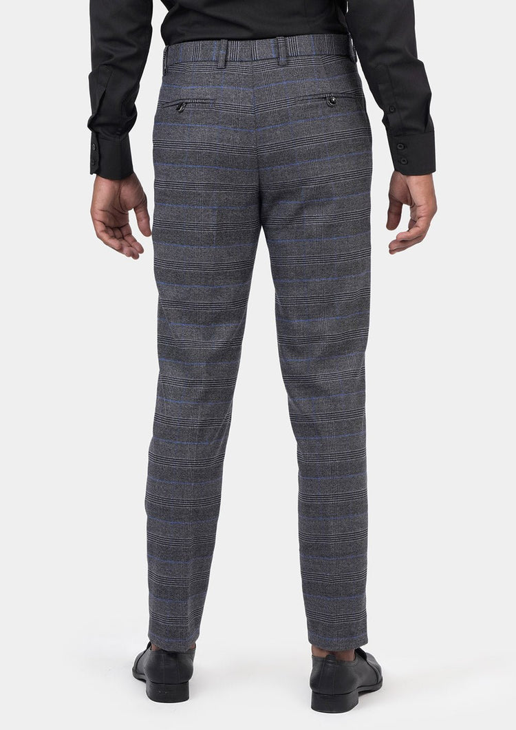 Dark Grey Prince of Wales Pants - SARTORO295