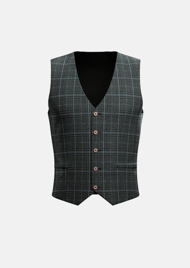 Grey Two-Tone Plaid Vest - SARTORO