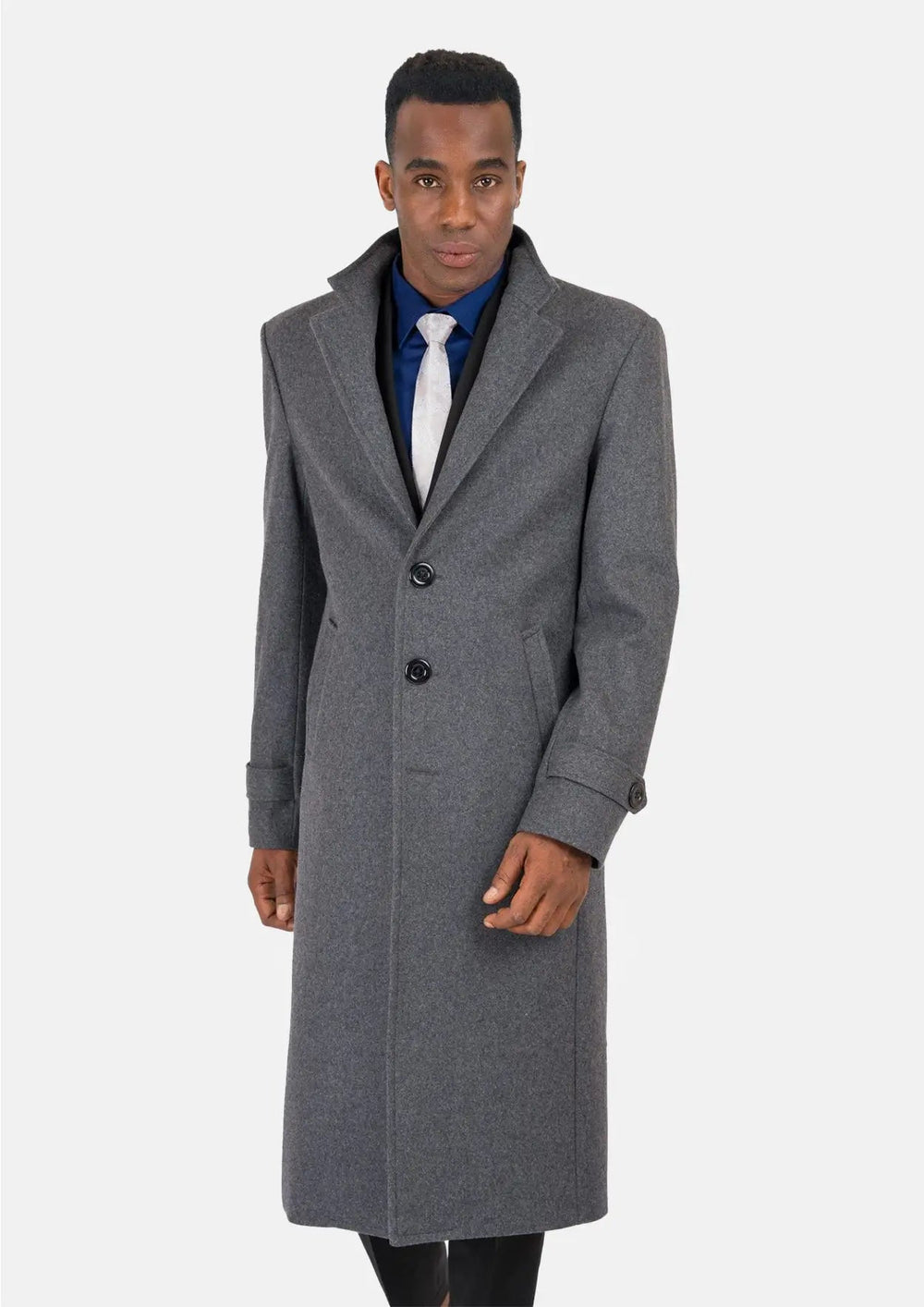 Grey Wool Classic Long Overcoat735